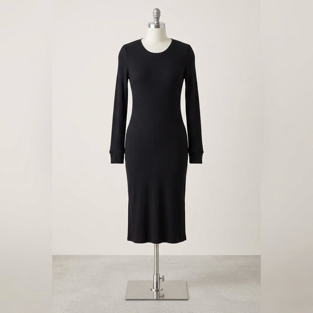 Smash + Tess Black Waffle Dream Long Sleeve Night Shirt Size Medium